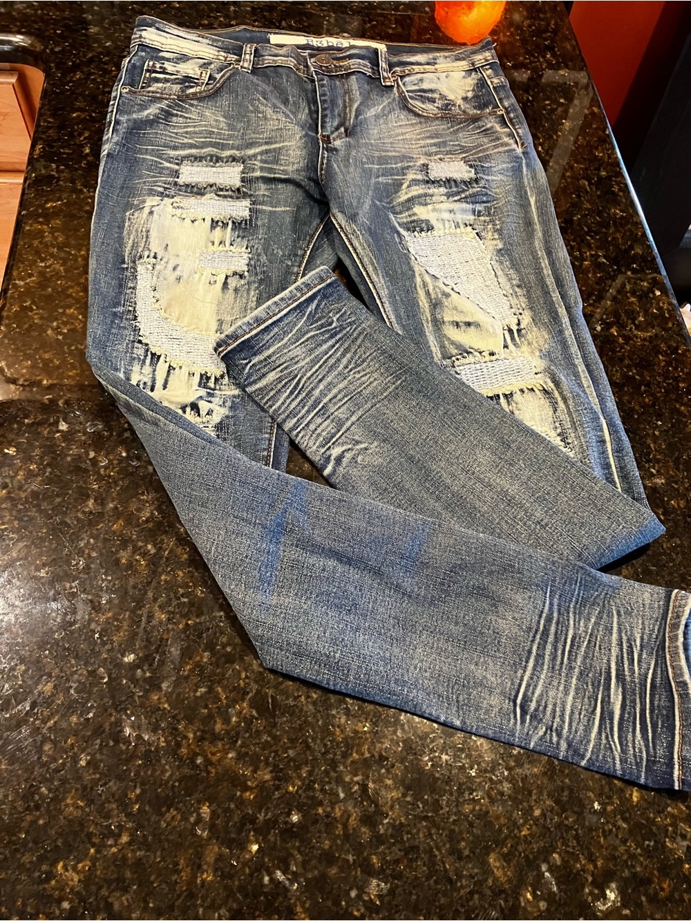 Men's Skinny Distressed Blue Jeans